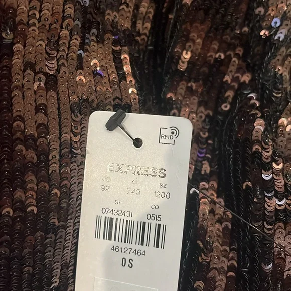 Express High Waisted Sequin Wide Leg Pant bronze women’s NEW 0 short - Picture 7 of 7